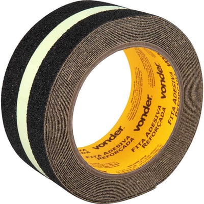 Fita antiderrapante 50 mm x 5 m, preta com faixa neon fotoluminescente