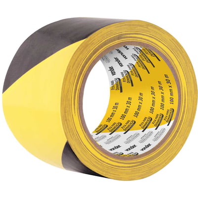 Fita adesiva para demarcação, 100 mm x 30 m, zebrada