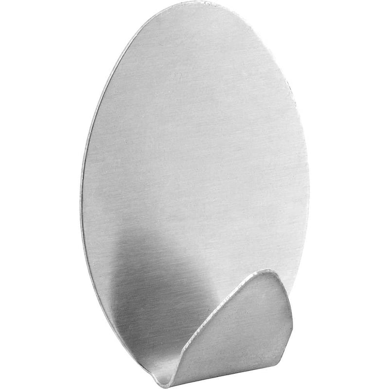 Gancho adesivo oval, em inox, com 2 peças