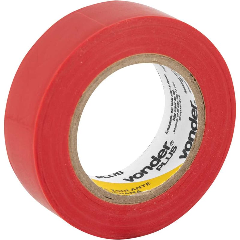 Fita isolante, 19 mm x 10 m, vermelha, VONDER PLUS