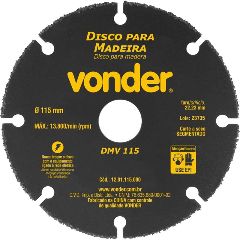 Disco de corte para madeira, 115 mm