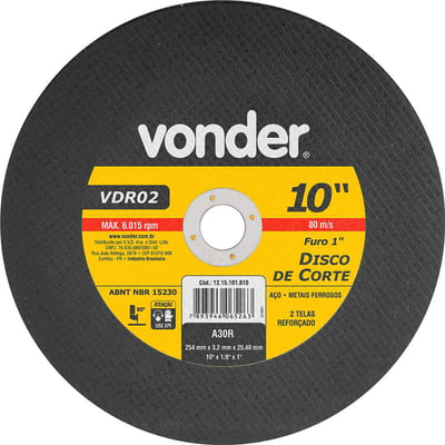 Disco de corte 254 mm x 3,2 mm x 25,40 mm VDR02