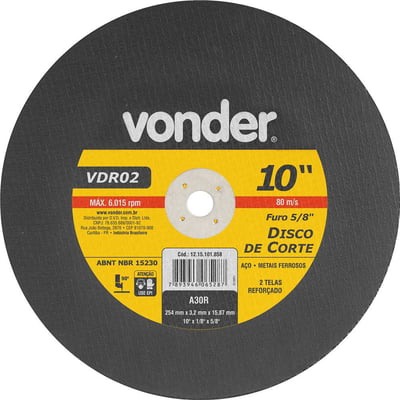 Disco de corte 254 mm x 3,2 mm x 15,87 mm VDR02
