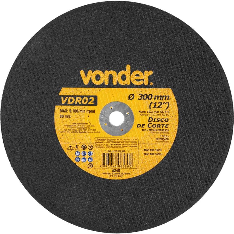 Disco de corte 300 mm x 3,2 mm x 19,10 mm VDR02
