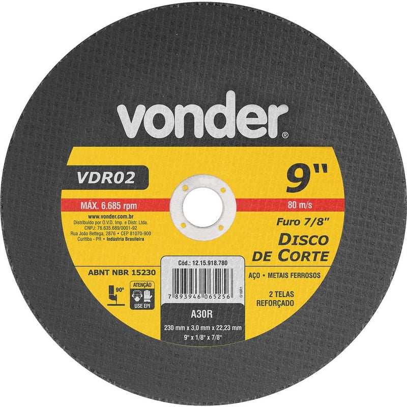 Disco de corte 230 mm x 3 mm x 22,23 mm VDR02
