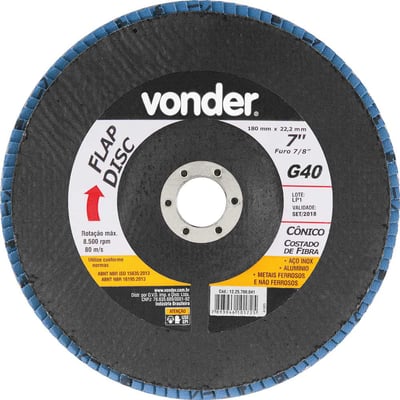 Flap-disc, disco de desbaste/acabamento, 7" - 180 mm, cônico, grão 40