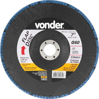 Flap-disc, disco de desbaste/acabamento, 7" - 180 mm, cônico, grão 60