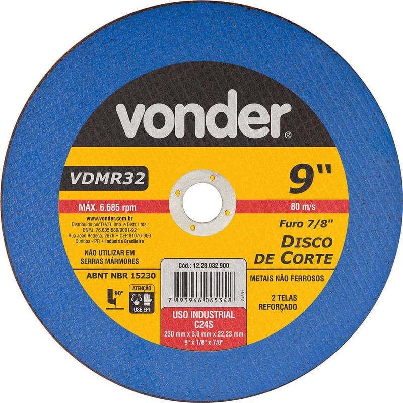 Disco de corte 230 mm x 3,0 mm x 22,23 mm VDMR32