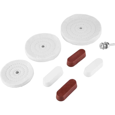 Jogo de rodas de pano para polimento, com pasta