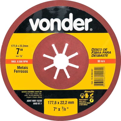 Disco de fibra para desbaste 7", grão 40