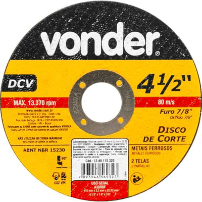 Disco de corte 115 mm x 3,2 mm x 22,23 mm