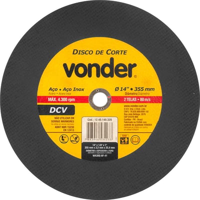 Disco de corte 355 mm x 3,2 mm x 25,40 mm