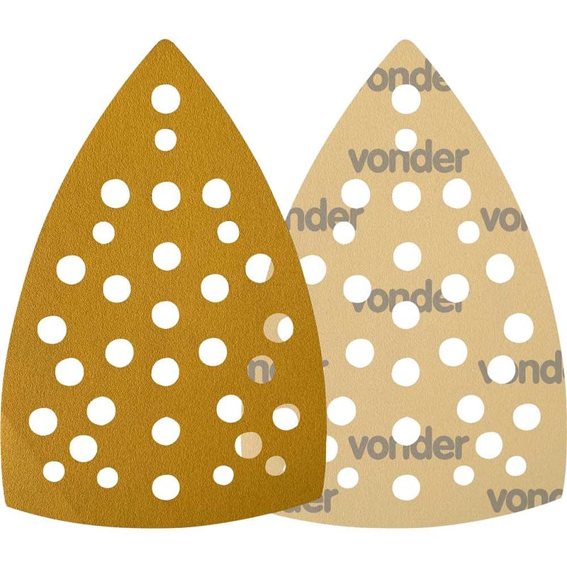 Lixa triangular com costado em papel com fibra de poliéster, 158 mm x 158 mm x 103 mm, grão 320, embalagem com 10 peças