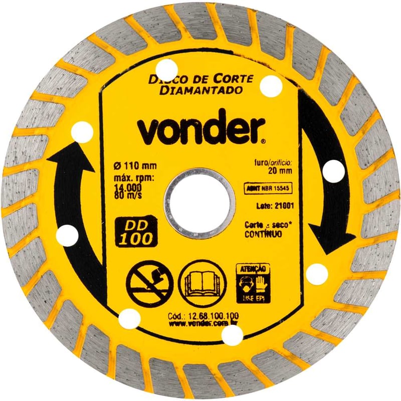 Disco de corte diamantado, 110 mm, DD 200 seco