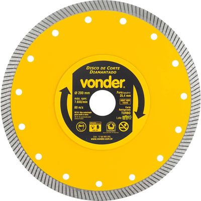 Disco de corte diamantado, 200 mm x 25,4 mm, turbo