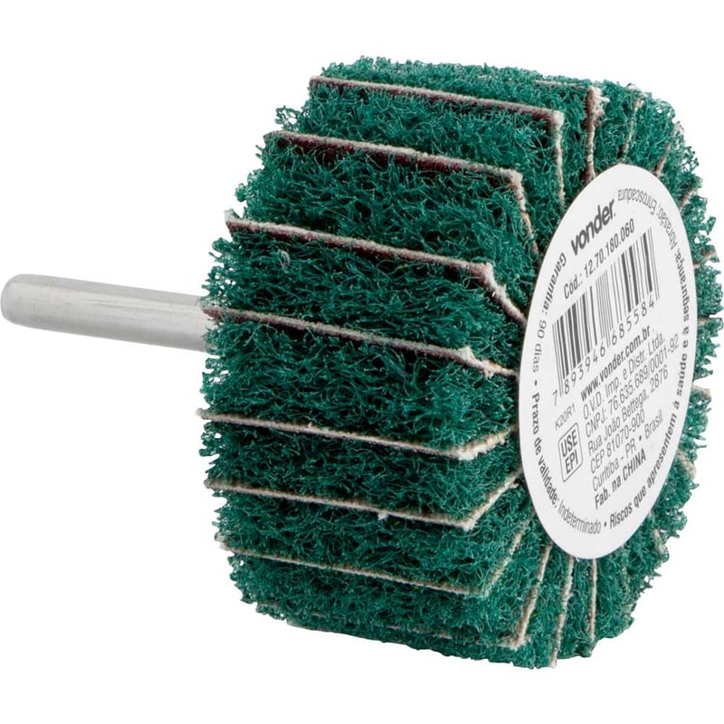 Roda com haste para remoção e acabamento, 60 mm x 30 mm, grão 180