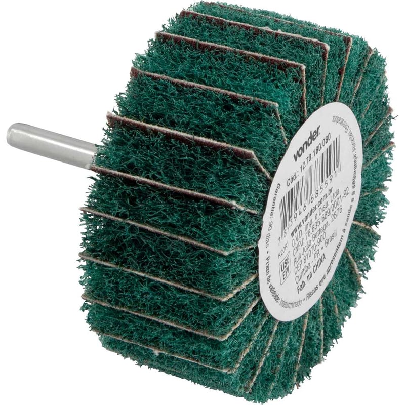 Roda com haste para remoção e acabamento, 80 mm x 35 mm, grão 180