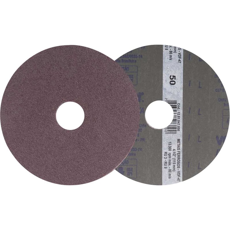 Disco de lixa costado em fibra, 4.1/2", grão 50