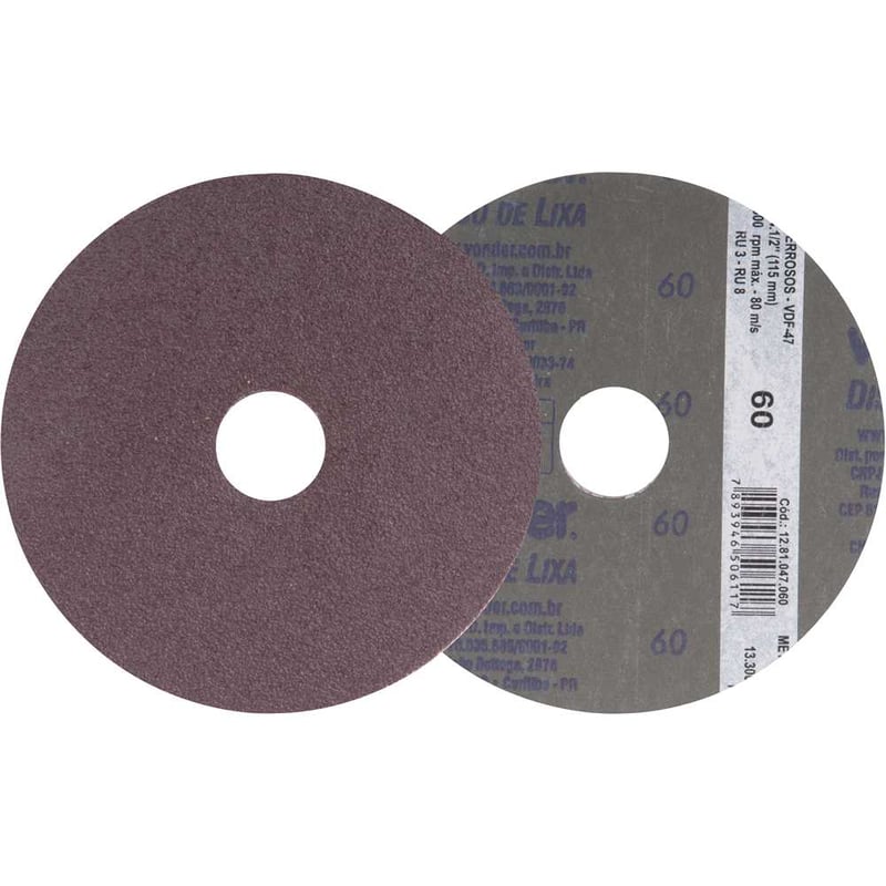 Disco de lixa costado em fibra, 4.1/2", grão 60