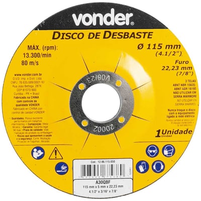 Disco de desbaste 115,0 mm x 5,0 mm x 22,23 mm