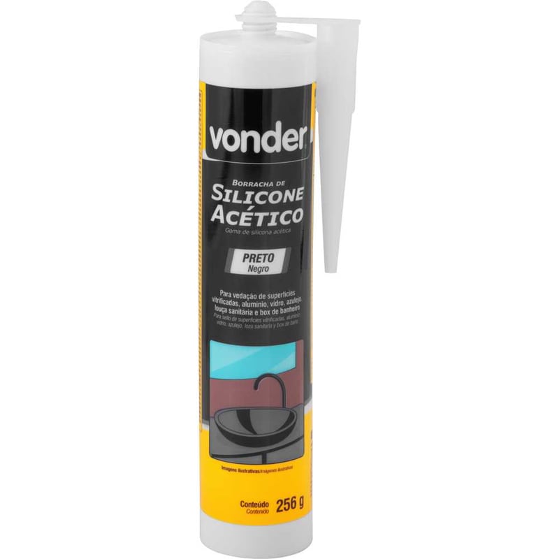 Borracha de silicone acético, preto, 256 g