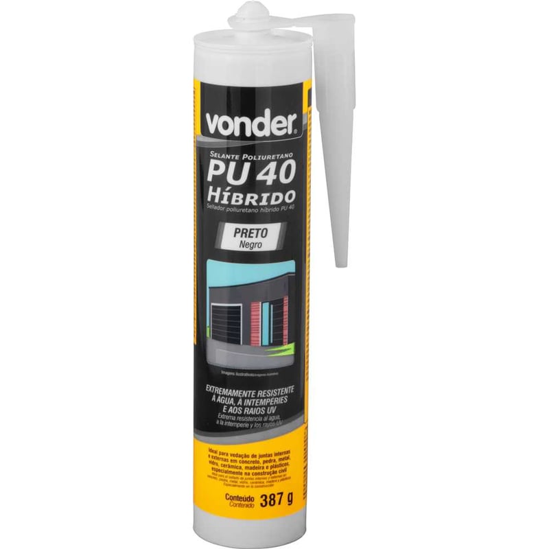 Selante de poliuretano híbrido, PU 40, preto, 387 g