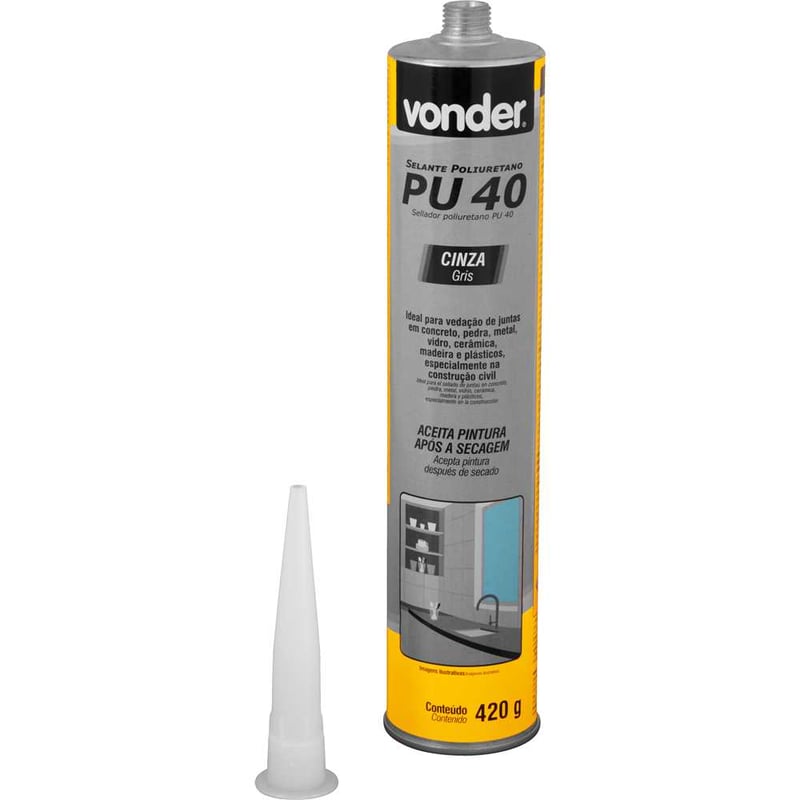 Selante de poliuretano, PU 40, cinza, 420 g