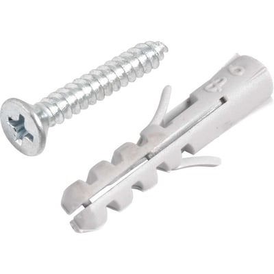 Parafuso autoatarraxante, 3,9 mm x 25,0 mm, cabeça chata, phillips, com bucha 6 mm