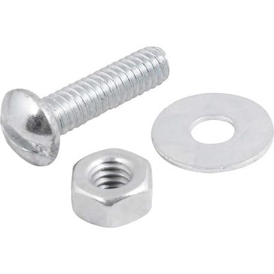 Parafuso máquina zincado cabeça redonda, 1/4" x 1", com porca e arruela lisa