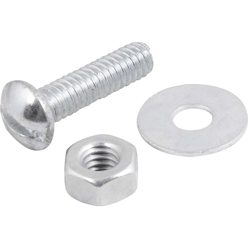 Parafuso máquina zincado cabeça redonda, 1/4" x 1", com porca e arruela lisa