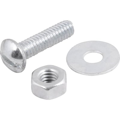 Parafuso máquina zincado cabeça redonda, 1/4" x 2", com porca e arruela lisa