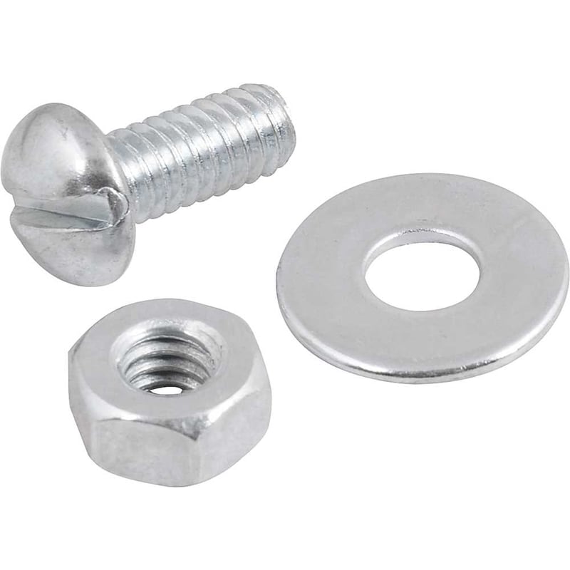 Parafuso máquina zincado cabeça redonda, 1/4" x 5/8", com porca e arruela lisa