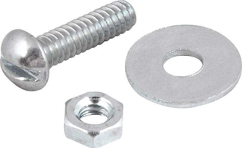 Parafuso máquina cabeça redonda, 3/16" x 3/4" BSW, com porca e arruela lisa
