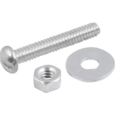 Parafuso máquina cabeça redonda, 3/16" x 1.1/4" BSW, com porca e arruela lisa