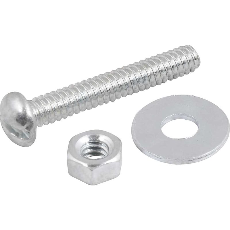 Parafuso máquina cabeça redonda, 3/16" x 1.1/4" BSW, com porca e arruela lisa