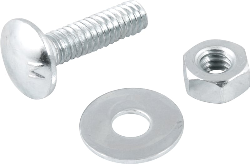 Parafuso francês zincado, 1/4" x 1", com porca e arruela, cartela com 4 conjuntos