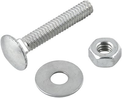 Parafuso francês zincado, 1/4" x 1.1/2", com porca e arruela, cartela com 4 conjuntos