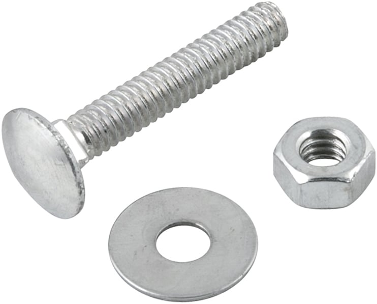 Parafuso francês zincado, 1/4" x 1.1/2", com porca e arruela, cartela com 4 conjuntos