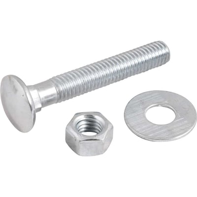 Parafuso francês zincado, 3/8" x 2.1/2", com porca e arruela, cartela com 2 conjuntos