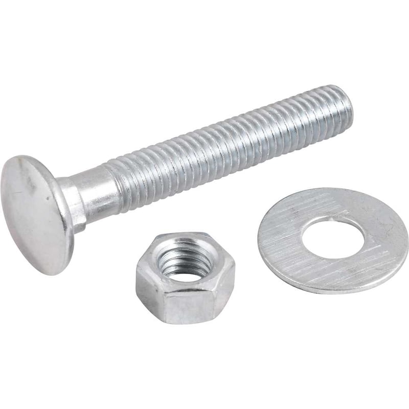 Parafuso francês zincado, 3/8" x 2.1/2", com porca e arruela, cartela com 2 conjuntos