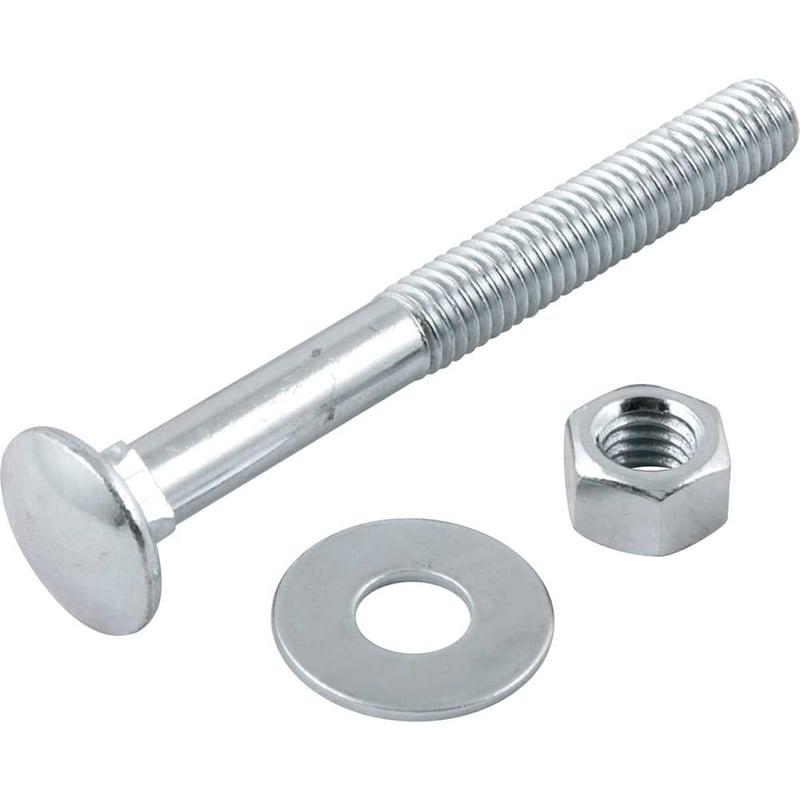 Parafuso francês zincado, 3/8" x 3.1/2", com porca e arruela, cartela com 2 conjuntos