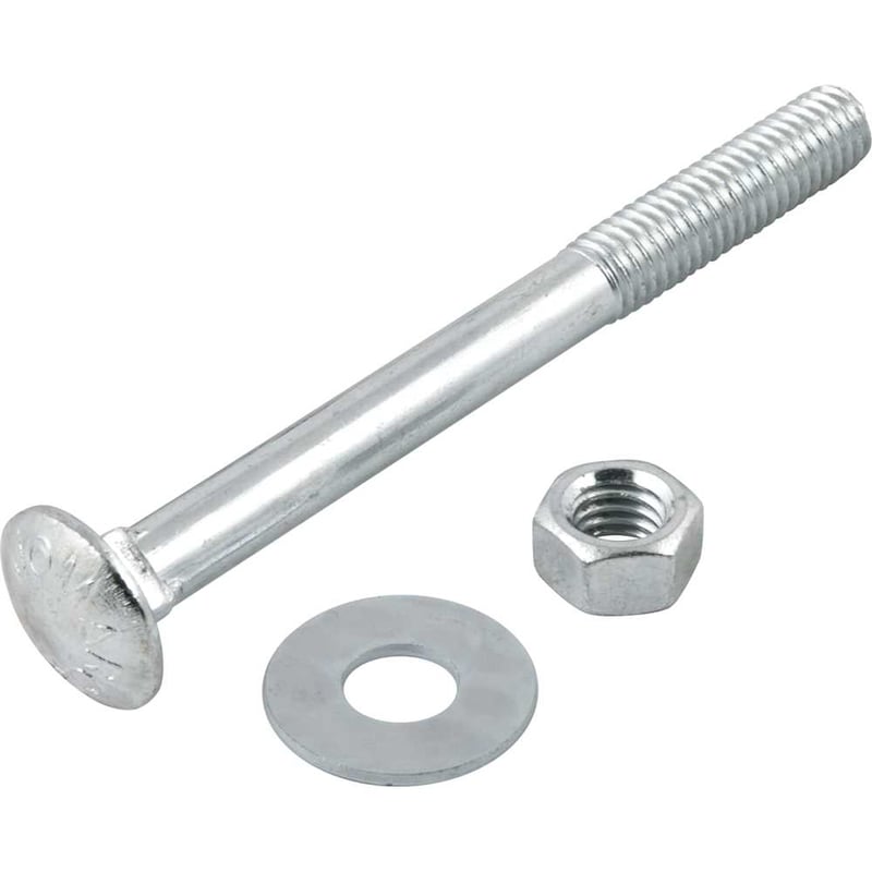 Parafuso francês zincado, 3/8" x 4", com porca e arruela, cartela com 2 conjuntos