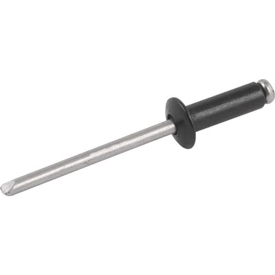 Rebite de repuxo 4,0 mm x 10,0 mm, preto, 410, caixa com 1.000 peças