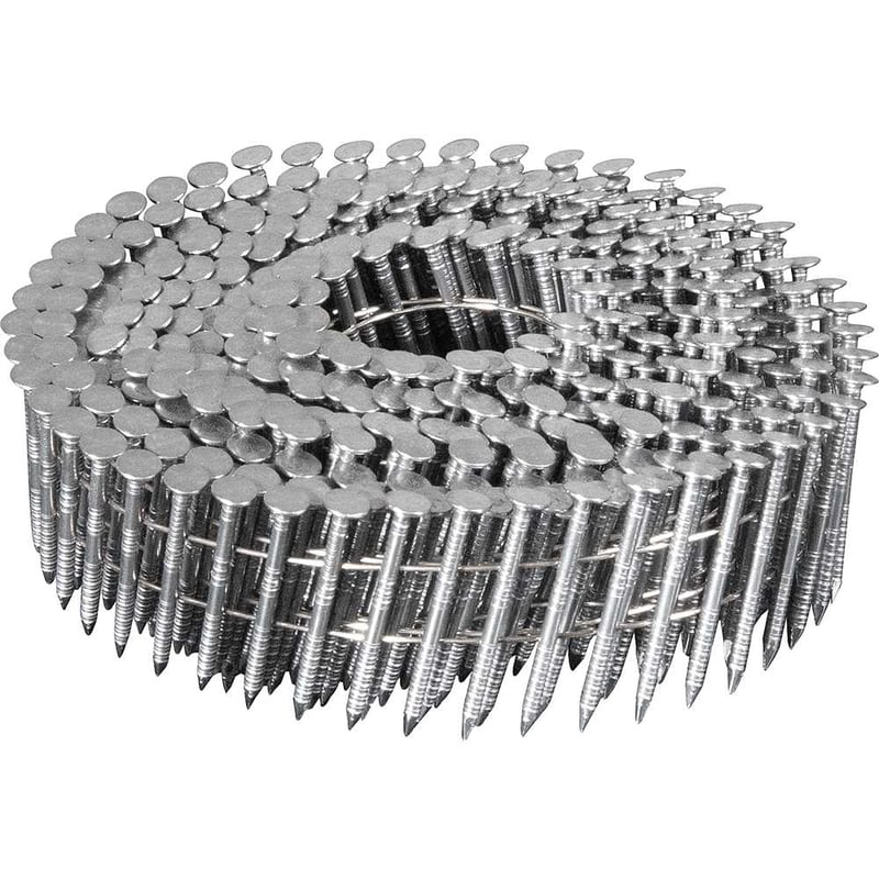 Prego coil anelado, 2,1 mm x 32 mm, polido, carretel com 350 unidades, caixa com 16.800 unidades, para o pregador PP 550