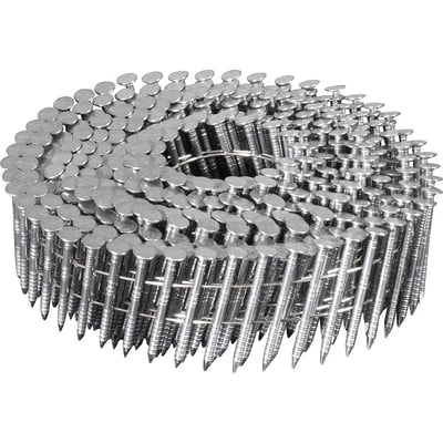 Prego coil anelado, 2,1 mm x 38 mm, polido, carretel com 350 unidades, caixa com 12.600 unidades, para o pregador PP 550