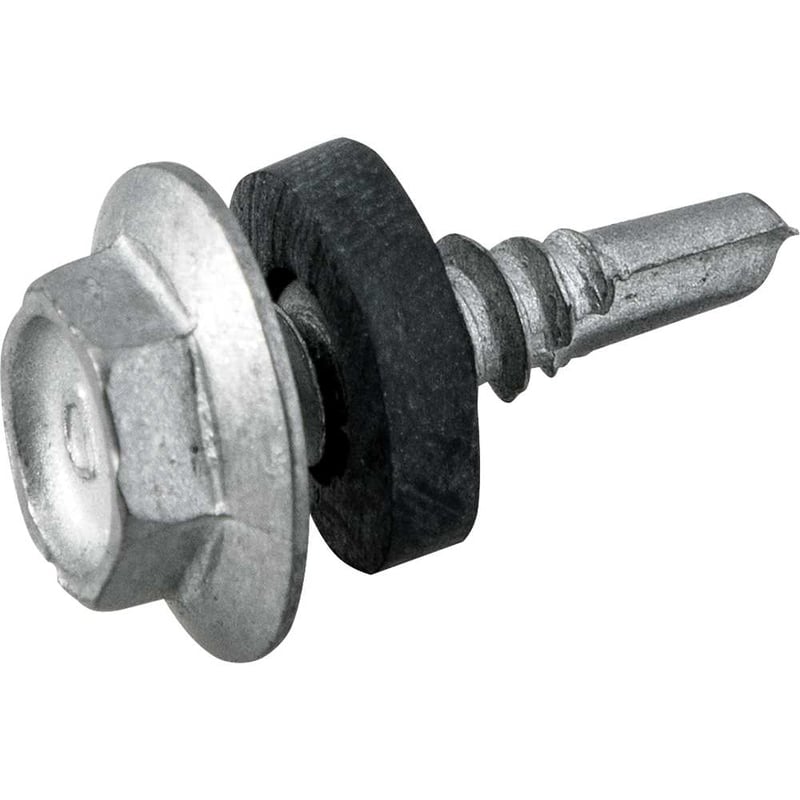 Parafuso autobrocante sextavado com acabamento tipo Dacromet, cabeça flangeada, 4,8 mm x 3/4"
