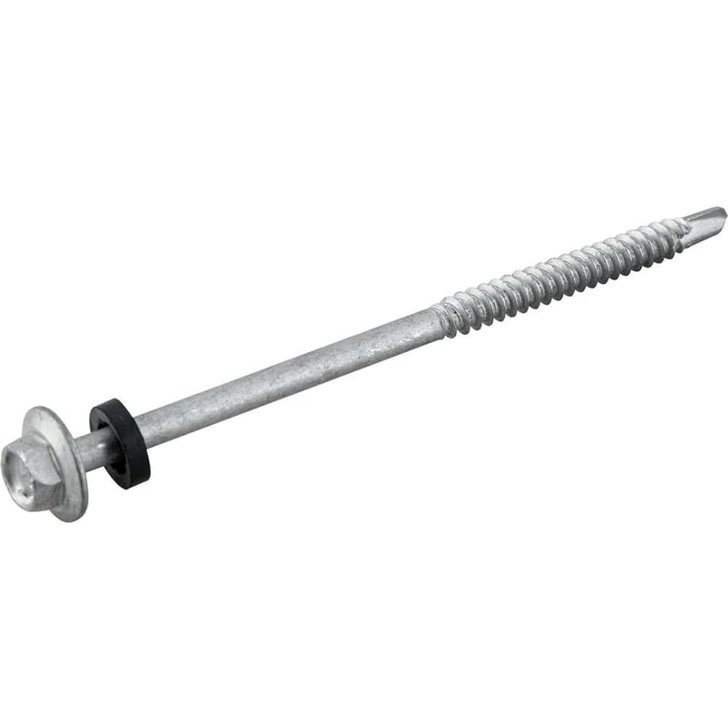 Parafuso autobrocante sextavado com acabamento tipo Dacromet, cabeça flangeada, 5,5 mm x 4"