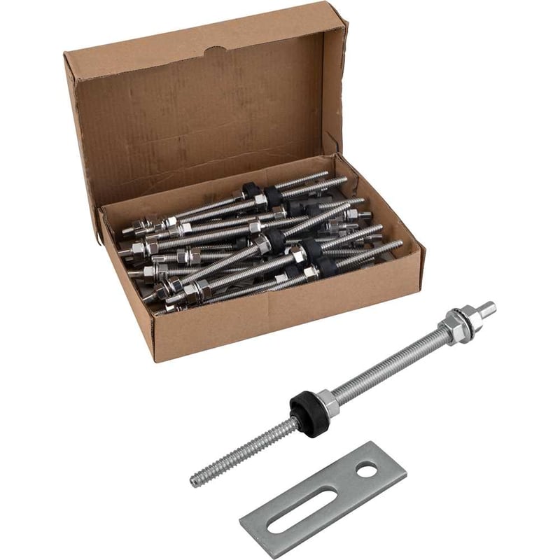 Conjunto haste M10 x 200 mm com suporte reto para painel solar, para metal