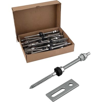Conjunto haste M10 x 200 mm com suporte reto para painel solar, para madeira