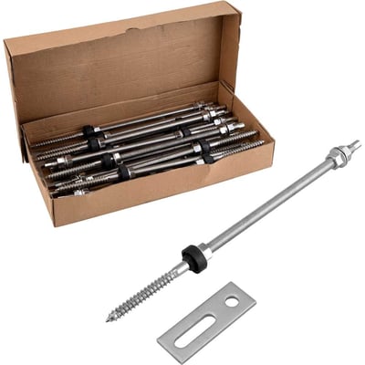 Conjunto haste M10 x 300 mm com suporte reto para painel solar, para madeira
